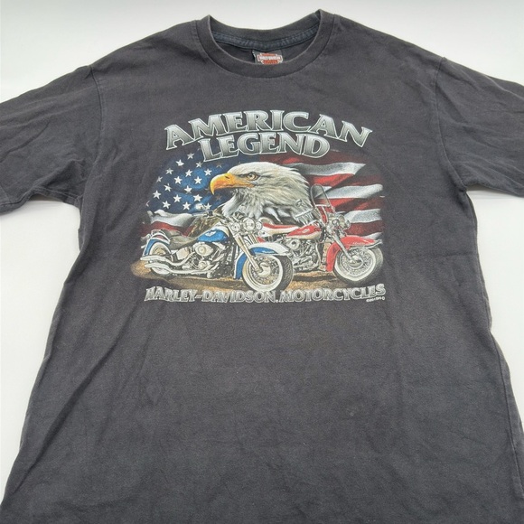 Harley Davidson American Legend Shirt Eagle Flag Bravado Made In USA Medium 2015 - Picture 3 of 12